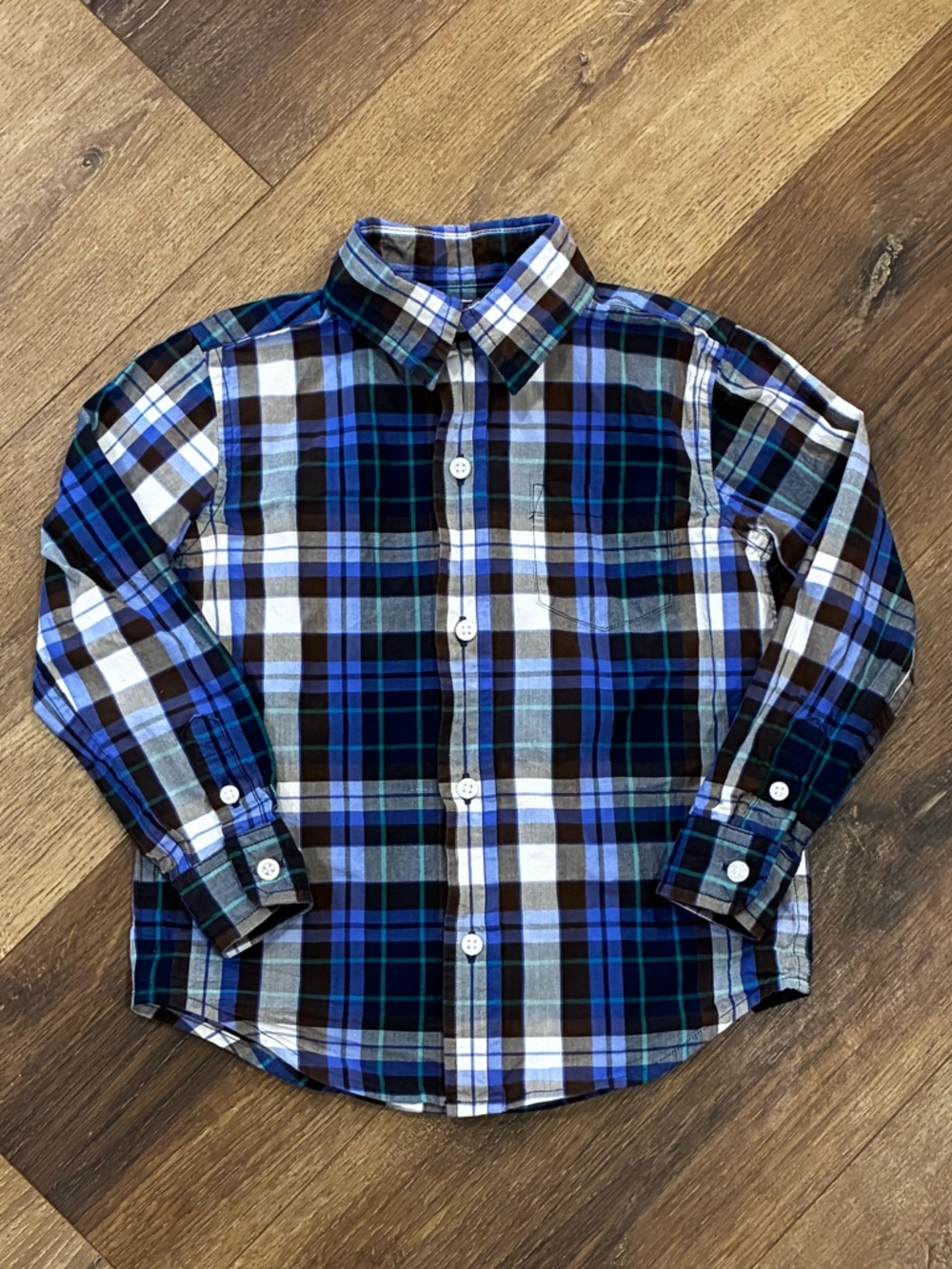 Janie & Jack Blue Plaid Button Down Dress Shirt 3T